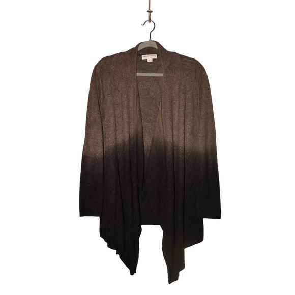 BAREFOOT DREAMS $125 CozyChic Lite Island Wrap Cardigan Taupe Black Ombre Large - Picture 1 of 3